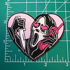 2/$10 Heart-Shaped Ghost Scream What's up Embroidered Patch